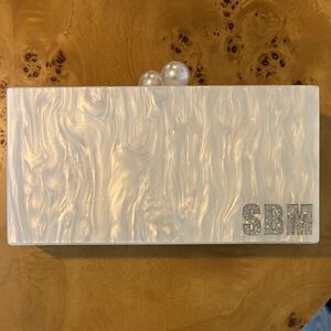 White Clutch with Pearl Accent
